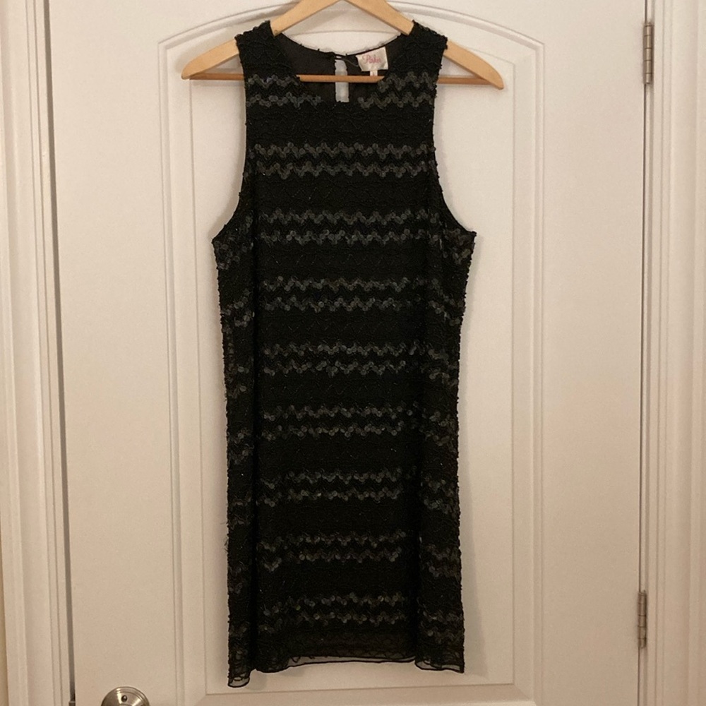 Parker Women's Little Black Silk Dress Beaded Size S